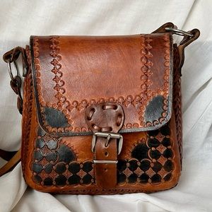 Vintage hand tooled leather purse